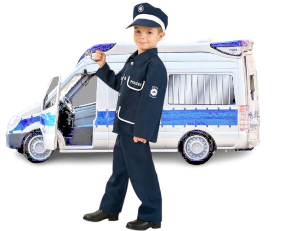 Kinderkostüm Polizist Petersen 2-tlg. mit Mütze Polizei-Uniform dunkelblau, Fasching, Karneval, Mottoparty (116)