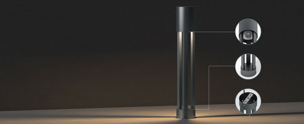 doporro Außenleuchte Wegeleuchten Außen, 10W LED Stehleuchte, 3000K Aussenleuchte Stehlampe, Außenpollerleuchte 70CM IP65 Sandgrau dunkel NeoForge