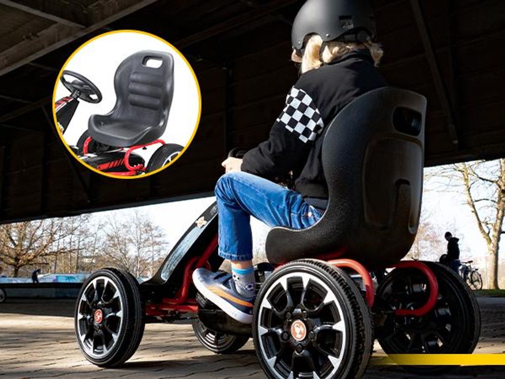 Miweba Pedal GoKart Abarth | Tretauto - Tretfahrzeug - Pedalfahrzeug - Kinder Auto - Freilauf - Verstellbarer Sitz - EVA-Reifen - Drift Kart (Schwarz)