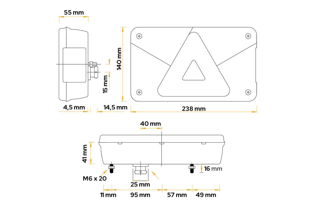 ASPOCK MULTIPOINT V Rückleuchte, 6 Funktionen, links