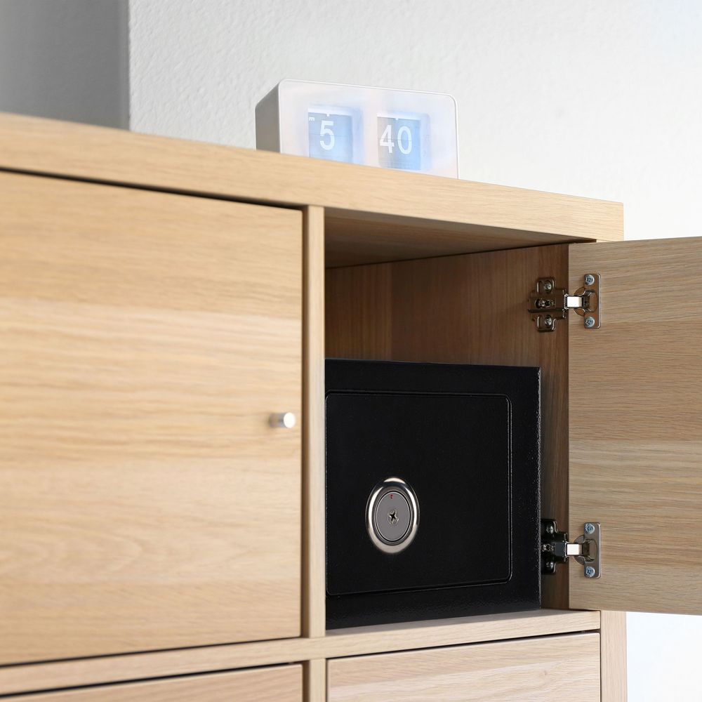 Safe Möbeltresor Tresor mit 2 Schlüssel Zahlenschloss Klein Geldschrank Wandtresor Wandsafe Minisafe Doppelbartschloss Dokumententresor Schwarz Retoo