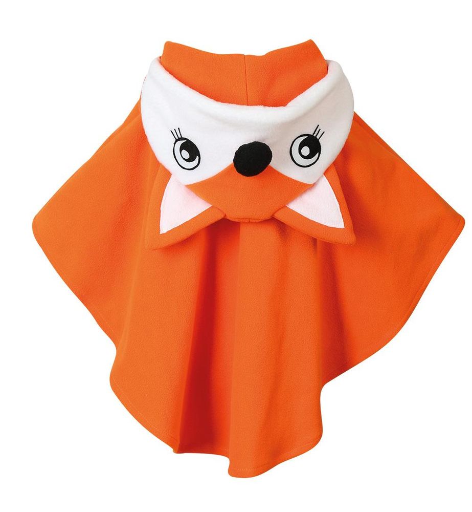 Kostüm Outfit Cape Fuchs Umhang Waldtier mit Kapuze und Ohren für Kinder