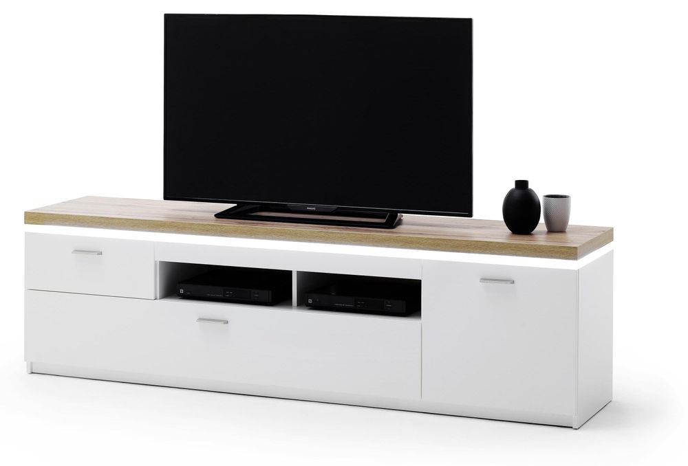 Chalki II – TV-Lowboard mit Deckplattenbeleuchtung und viel Stauraum