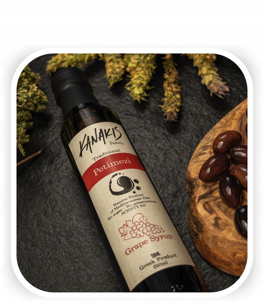 Kanakis | Traubenmelasse - 250 ML - Intensiver Süßgeschmack - Elegante Dunkle Flasche - Natürlicher Süßstoff