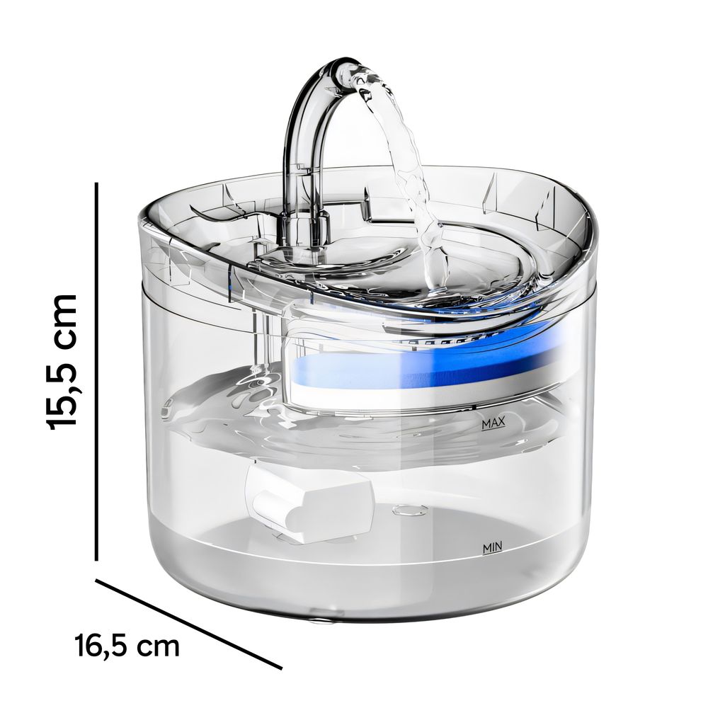 Automatisch Trinkbrunnen 2 Litren für Katzen und Hunde, leiser Wasserbrunnen mit LED-Licht, Haustier Wasserspender, Aktivkohlefilter Retoo