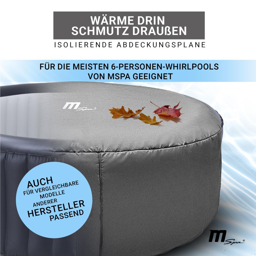Miweba MSpa Thermoabdeckung | Rund - 214x70cm - Universal - 6 Personen Pool - Abdeckung - Cover - Schutzhülle - Wärmespeicher - Whirlpool Haube