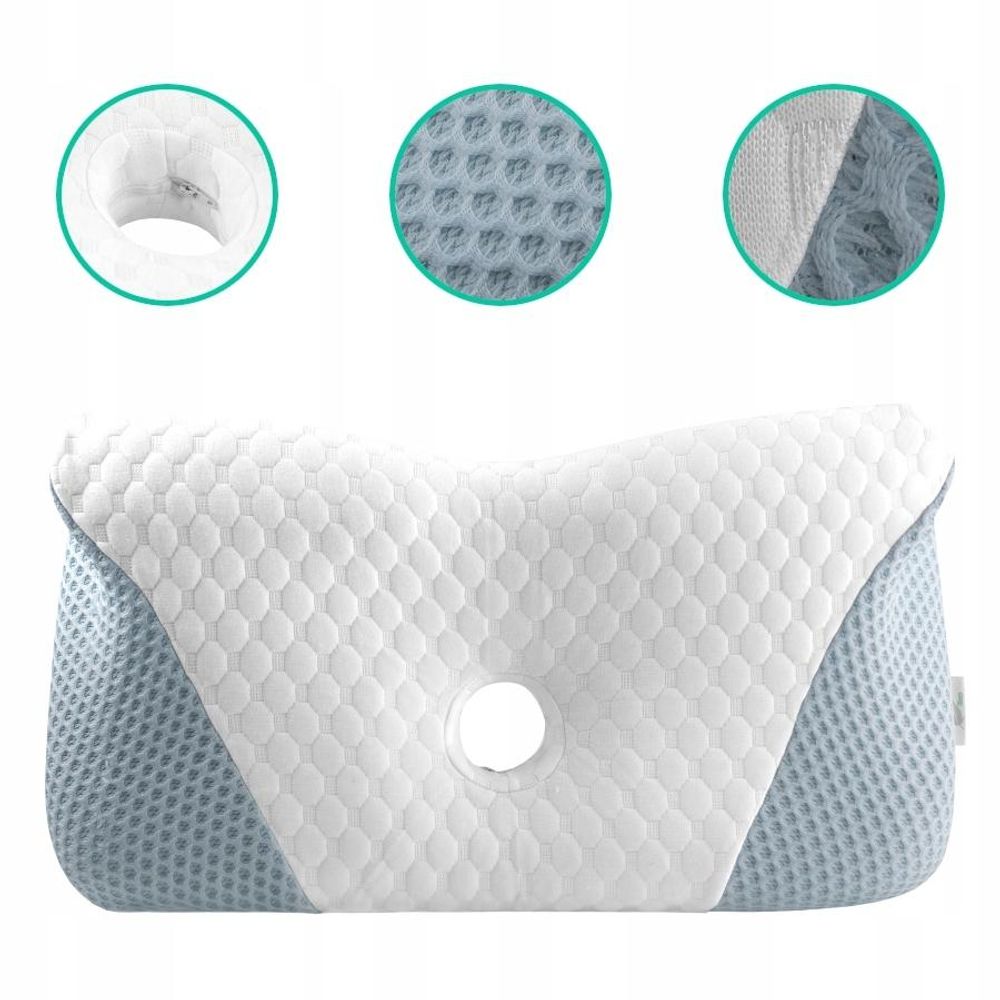 Profilovaný polštář z paměťové pěny, Ortopedický a ergonomický polštář na podporu krku, Spací polštář z paměťové pěny pro pohodlný spánek, 60 x 32 cm