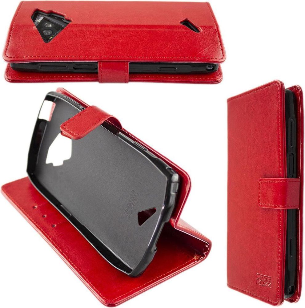 caseroxx Handy Hülle Tasche kompatibel mit Crosscall Action-X5 Bookstyle-Case Wallet Case rot Bookstyle Tasche – Frontalansicht
