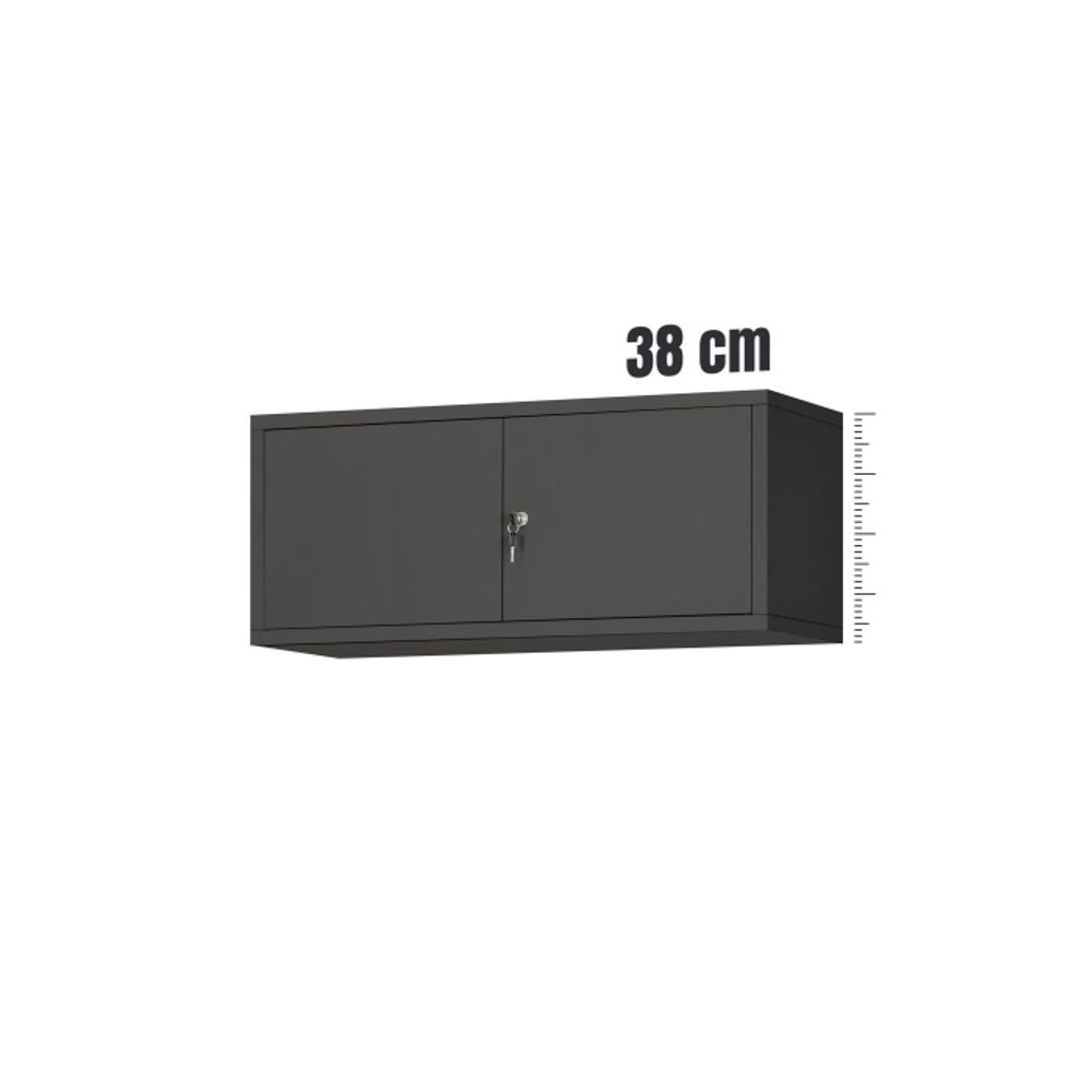 Aktenschrankaufsatz Aufsatz für Aktenschrank Büroschrank Metall Pulverbeschichtung Flügeltüren 38 x 90 x 40 cm Anthrazit