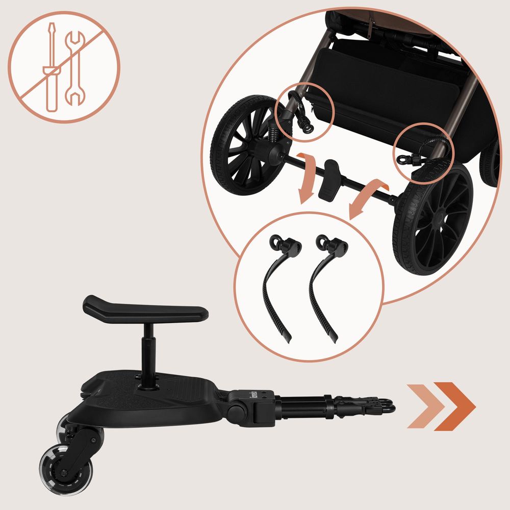 Lionelo Buggy Board Universale Kinderwagen-Mitfahrbrett mit Sitz oder Stehoption, bis 25 kg