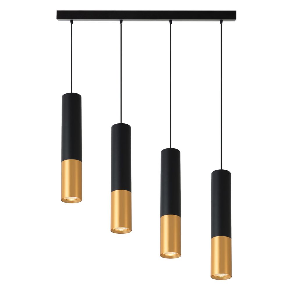 MasterLED Pendelleuchte Keon 4-flammig GU10 – Deckenlampe Schwarz Gold für Esstisch & Küche