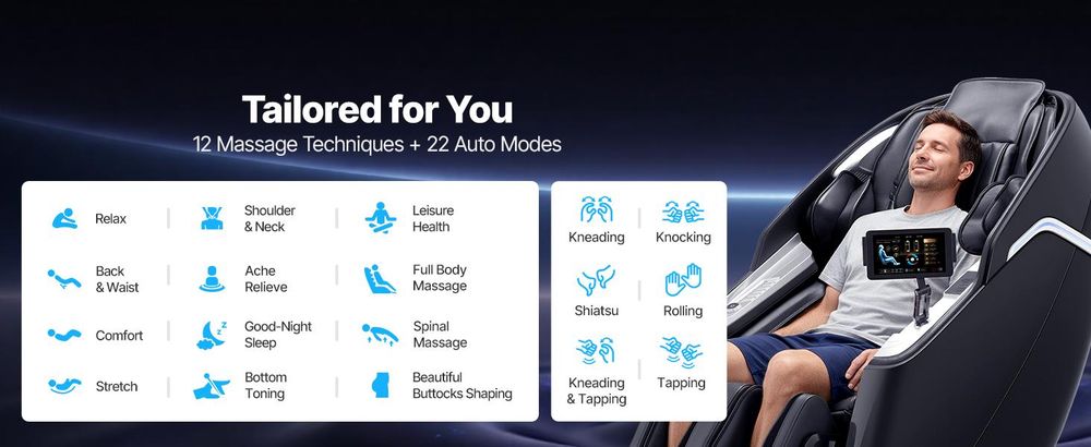 VEVOR Massagesessel Ganzkörpermassagesessel Zero Gravity mit SL-Schiene & Yoga-Stretch-Modus, Relaxsessel mit Heizung & elektrischem Pedal