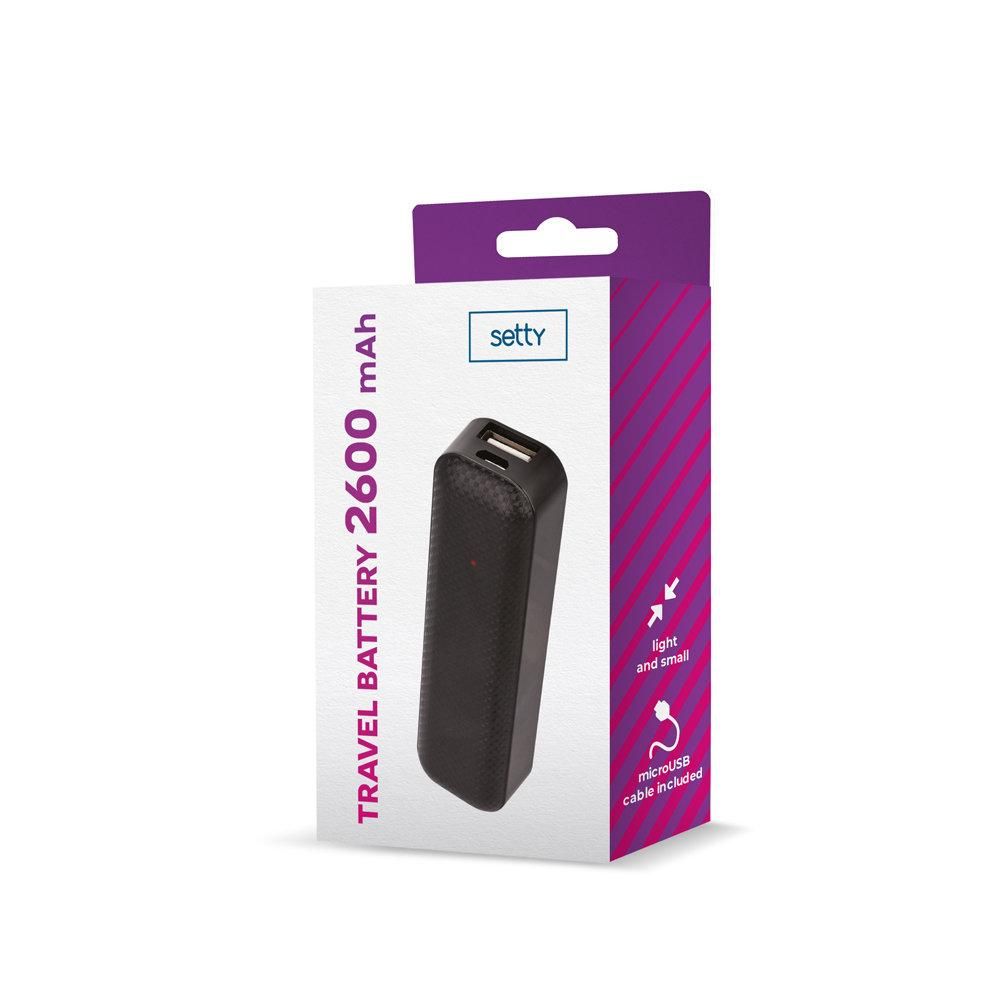 Setty Powerbank Mini, 2600 mAh - Schwarz