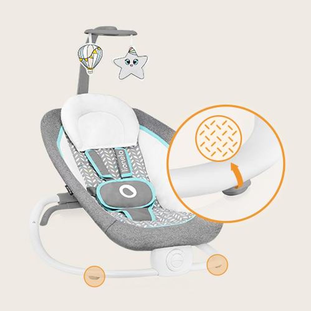 Lionelo Pascal babywippe babyschauke babynest baby wippe kinder schaukel bouncer Grau
