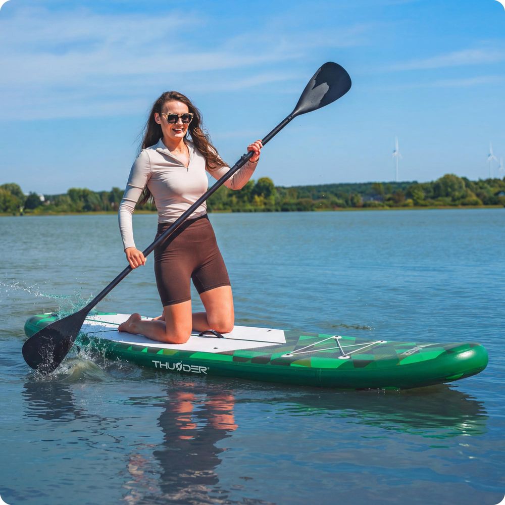 THUNDER Camo Stand Up Paddle Board 350x81x15 cm Grün Schwarz bis 150 kg