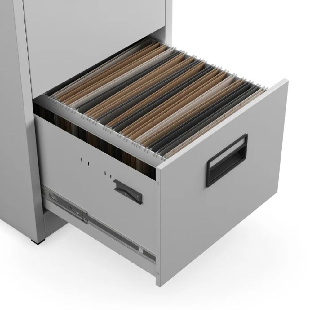 Hängeregistraturschrank V004A Hängemappenschrank Hängeregisterschrank Aktenschrank mit 4 Schubladen Pulverbeschichtung Stahlblech 132 cm x 46 cm x 62 cm (H x B x T) (grau)
