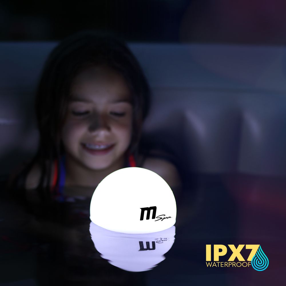 Miweba Mspa Whirlpool schwimmende Ambientebeleuchtung | Poolbeleuchtung - Wasserdicht - Schwimmleuchte - Pool LED Lampe - 16 Farben - 5 Lichtmodi
