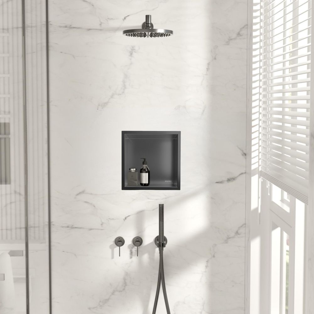 Dusch Nischenregal in moderner Badezimmer Dusche - Edelstahl Wandnische für Shampoo und Kosmetik