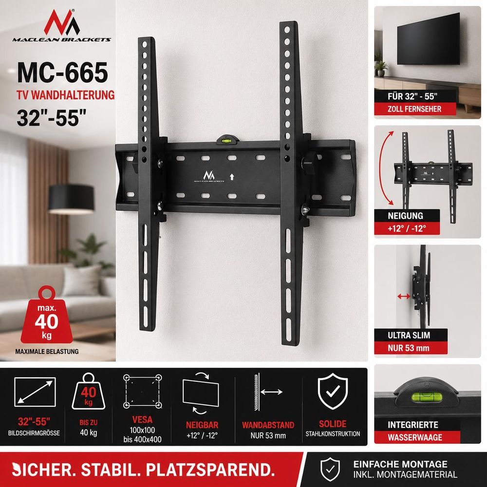 Maclean Brackets LCD LED Plasma TV Halterung 32-55" MC-665