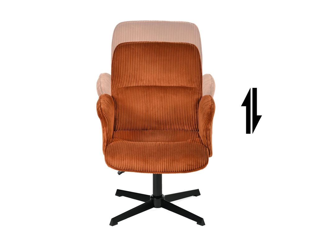 Meubles Cosy Ergonomischer verstellbarer Drehstuhl mit Armlehnen aus rotem Cord – THOMASINA