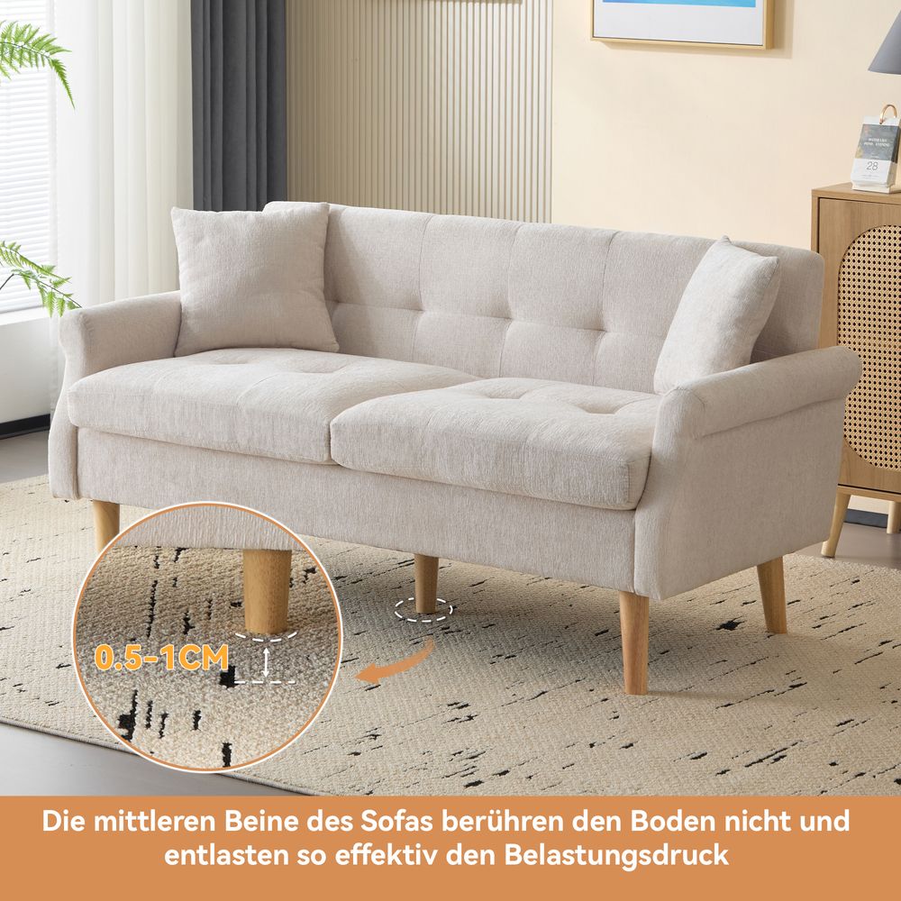 okwish Polstersofa Doppelsofa geeignet für Wohn- und Schlafzimme für Wohn- und Schlafzimmer, Doppelsofa mit dicken Kissen,Beige