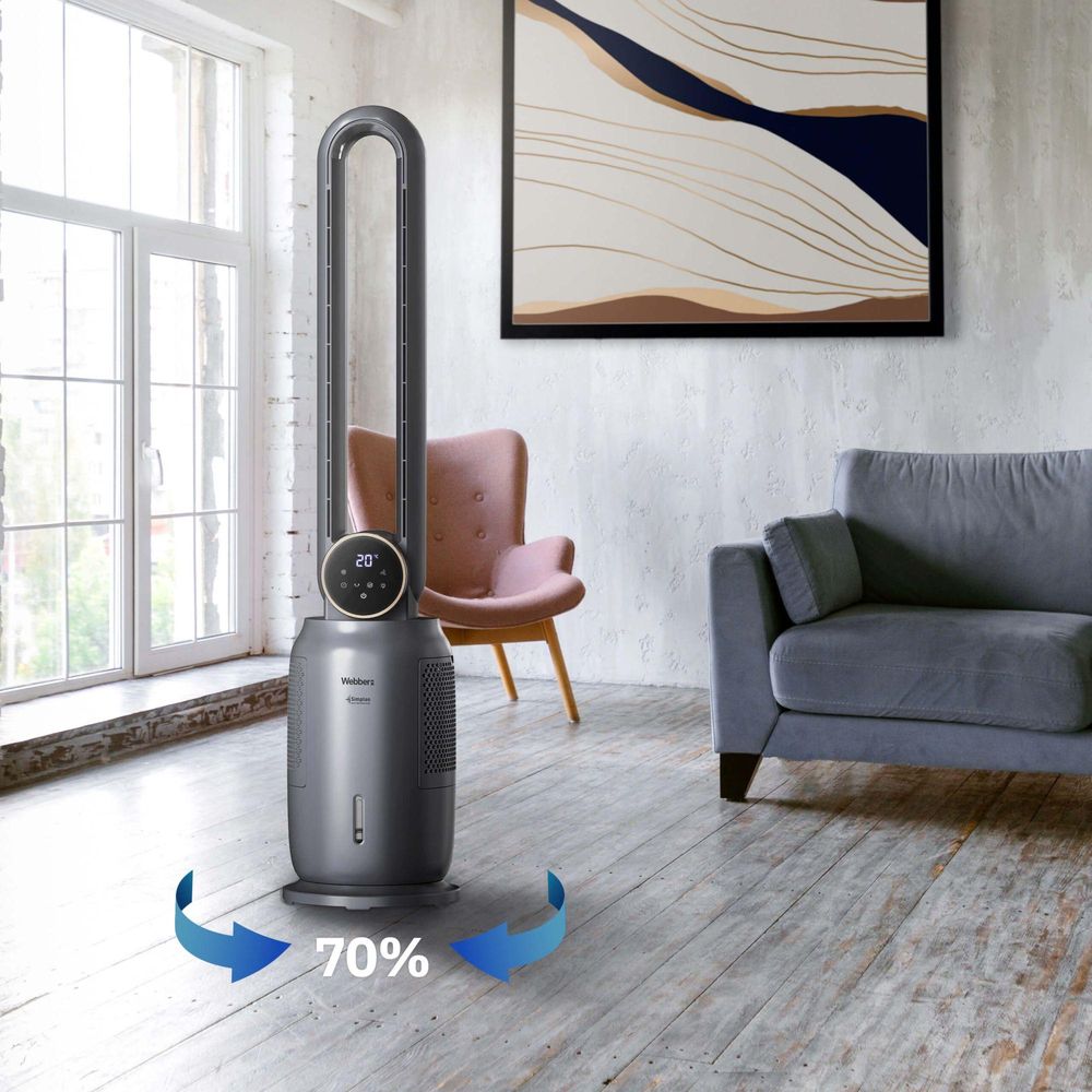 WEBBER WB1840G BEZKRÍDLOVÝ VENTILÁTOR – CHLADENIE, ZVLHČOVANIE, IONIZÁCIA 4 v 1