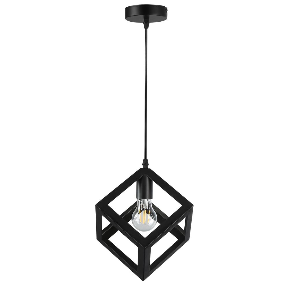 MasterLED Pendelleuchte – E27 – Schwarz – Geometrische Pendelleuchte aus Metall – Loft Hängelampe – Retro-Stil
