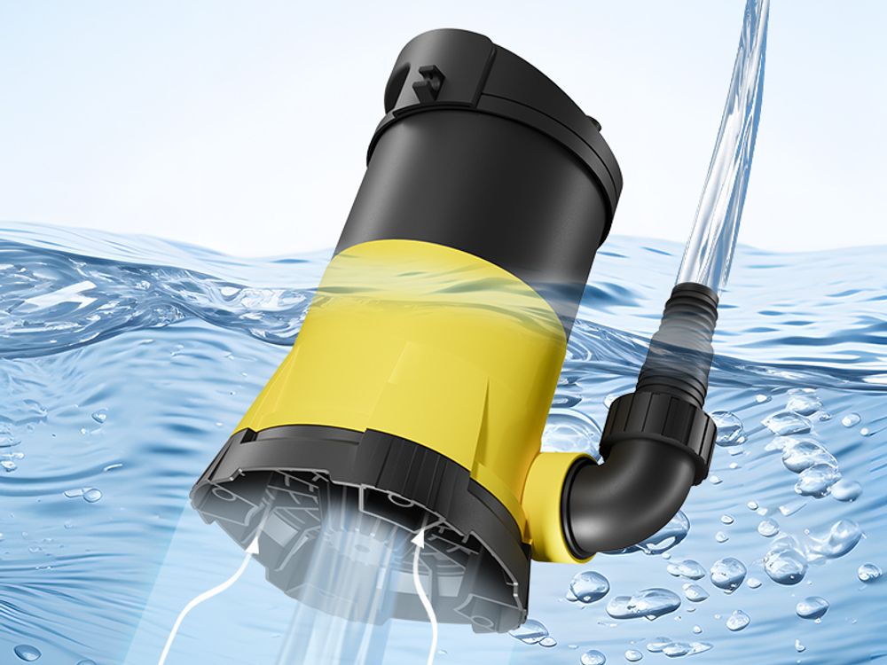 Schmutzwasserpumpe 5.000l/h, 250W, max. Förderhöhe 6m, Fremdkörper bis max. Ø5mm