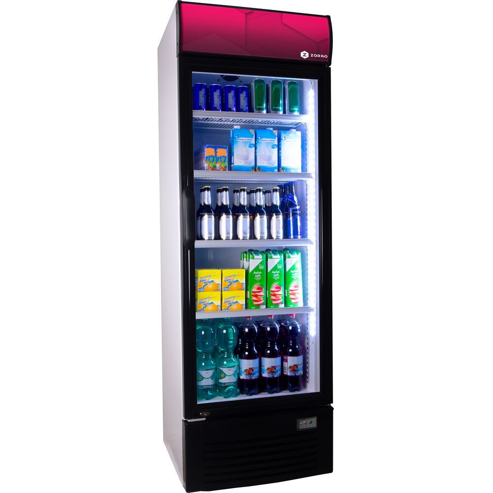 ZORRO Getränkekühlschrank ZK 380 | Weiß/Schwarz | 380 Liter | Glastür