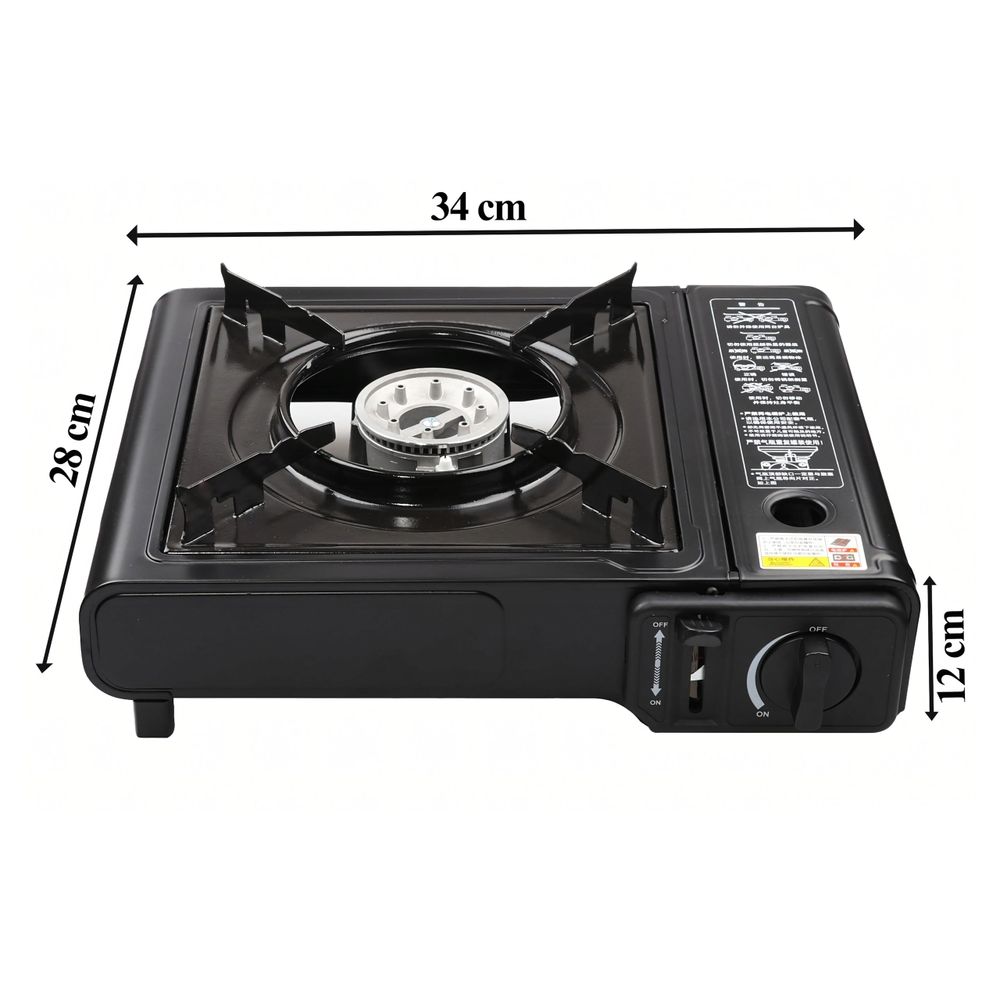 Campingkocher 2in1 Gas 2500W | Tragbarer Gaskocher mit Piezozündung, für Kartusche & Gasflasche | Outdoor Kocher inkl. Koffer & Windschutz