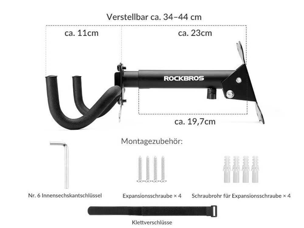 ROCKBROS Fahrrad Wandhalterung Fahrradständer für 1 Fahrräder Radhalter bis 30 kg