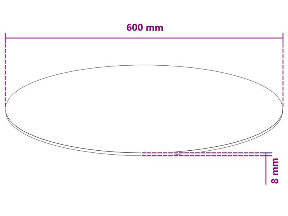 vidaXL Tischplatte aus gehärtetem Glas rund 600 mm