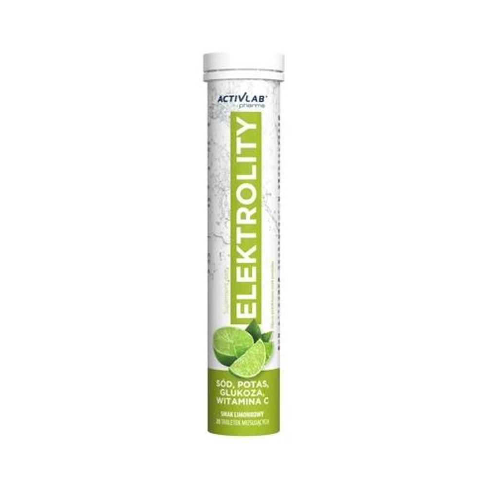 Activlab Pharma Elektrolyte 20 Brausetabletten, Limette, Natrium + Kalium + Glukose + Vitamin C, Sport & Hydration
