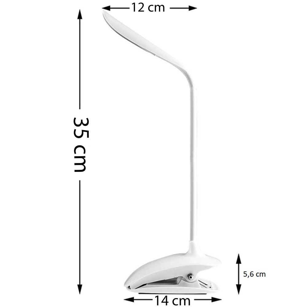 LED Leselampe mit Klemmhalterung – flexiblen Schwanenhals, dimmbar, USB-wiederaufladbar, Augenschutz, Tischlampe ideal zum Lesen & Arbeiten 3W Retoo