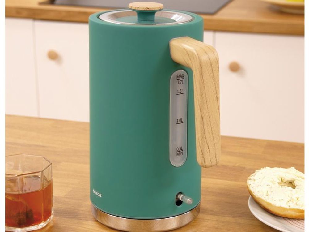 Briebe SKT1167GRE Nordic Set Toaster 2 Scheiben Breite Schlitze + Wasserkocher 1,7L Elektrischer Grün