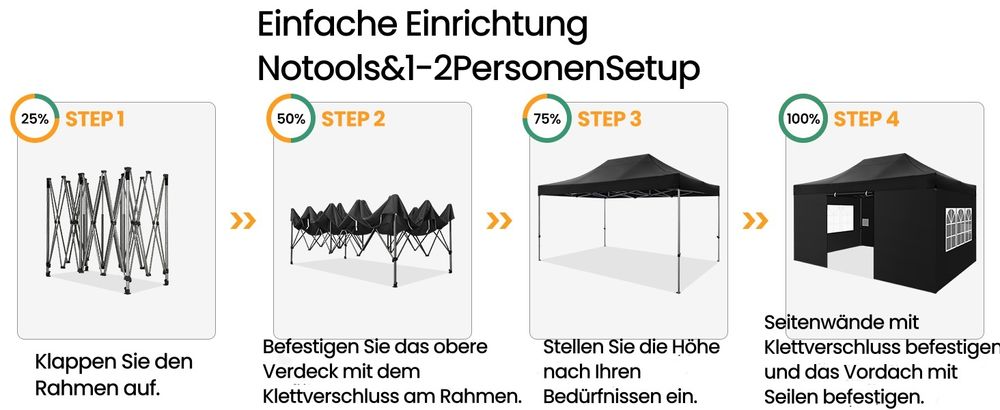 Faltpavillon Pavillon 3x4,5m, Festzelt Gartenpavillon für Garten Terrasse Feier Party, wasserdicht stabil Winterfest & UV-Schutz mit 4 Seitenteilen , 12 Heringe & 4 Seile & 1 Tragetasche, Grau