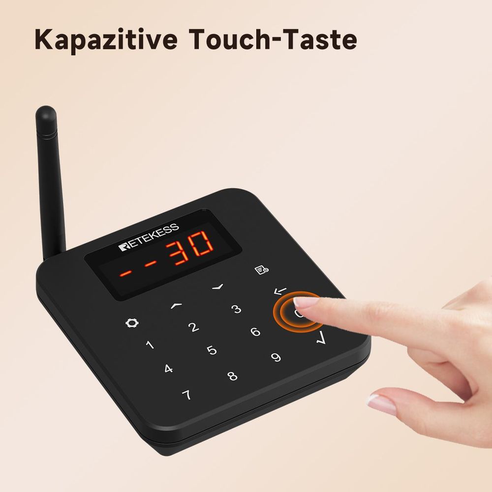 Retekess TD186 Restaurant Pager System, 30 Pager, 600m, Kippschutz, 64 Rufkombinationen, Stummschalttaste, Gästrufsystem für Bars Café, walkie talkie