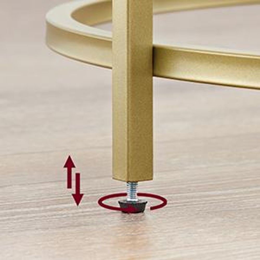 VASAGLE Couchtisch mit goldenem Eisengestell Ø84 x 45,5 cm rund Glastisch robustes Hartglas Sofatisch stabil Wohnzimmertisch dekorativ Gold LGT21G