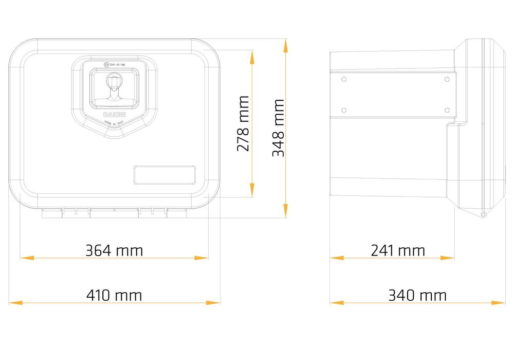 DAKEN WELVET 81000 Staukasten 410x348x340mm 28,8L kleiner Werkzeugkasten für Anhänger LKW Staubox abschließbare Unterflurbox Pritsche