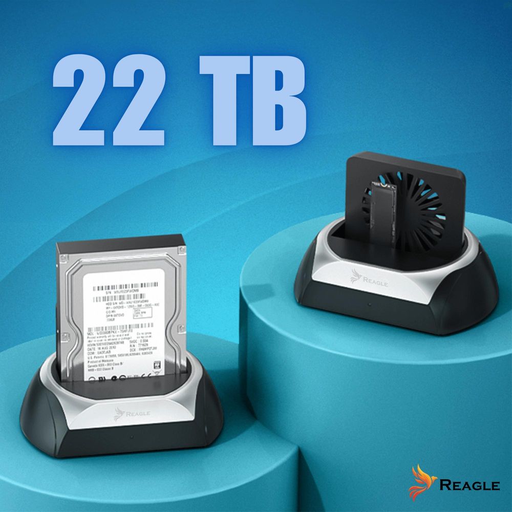 Dockingstation für Festplatten HDD SSD SATA und M.2 NVMe SSD Reader USB 3.2 5Gbps Reagle mit Lüfter für Datenübertragung Windows macOS Linux