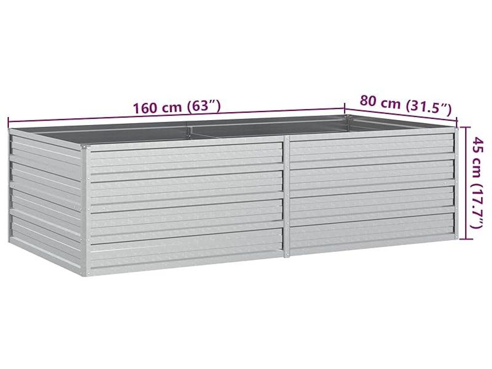 vidaXL Garten-Hochbeet 160x80x45 cm Verzinkter Stahl Silber