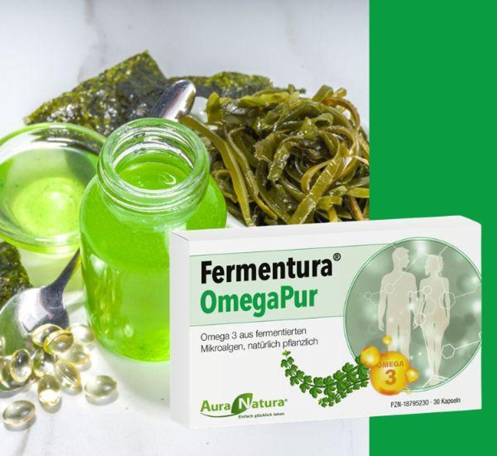 Fermentura OmegaPur – Hochdosierte Omega 3 Kapseln aus veganem Algenöl – 30 Kapseln | Vegan