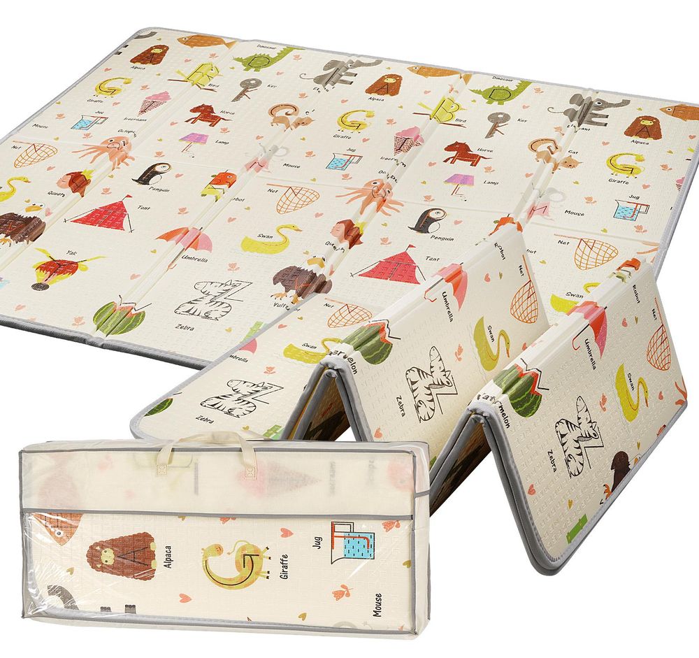 Spielmatte Baby Faltbar, Krabbelmatte Baby 180x200x1.5cm, Wasserdichte Und Rutschfeste Baby Krabbelmatte, Baby Spielmatte Mit Doppelseitigem Muster