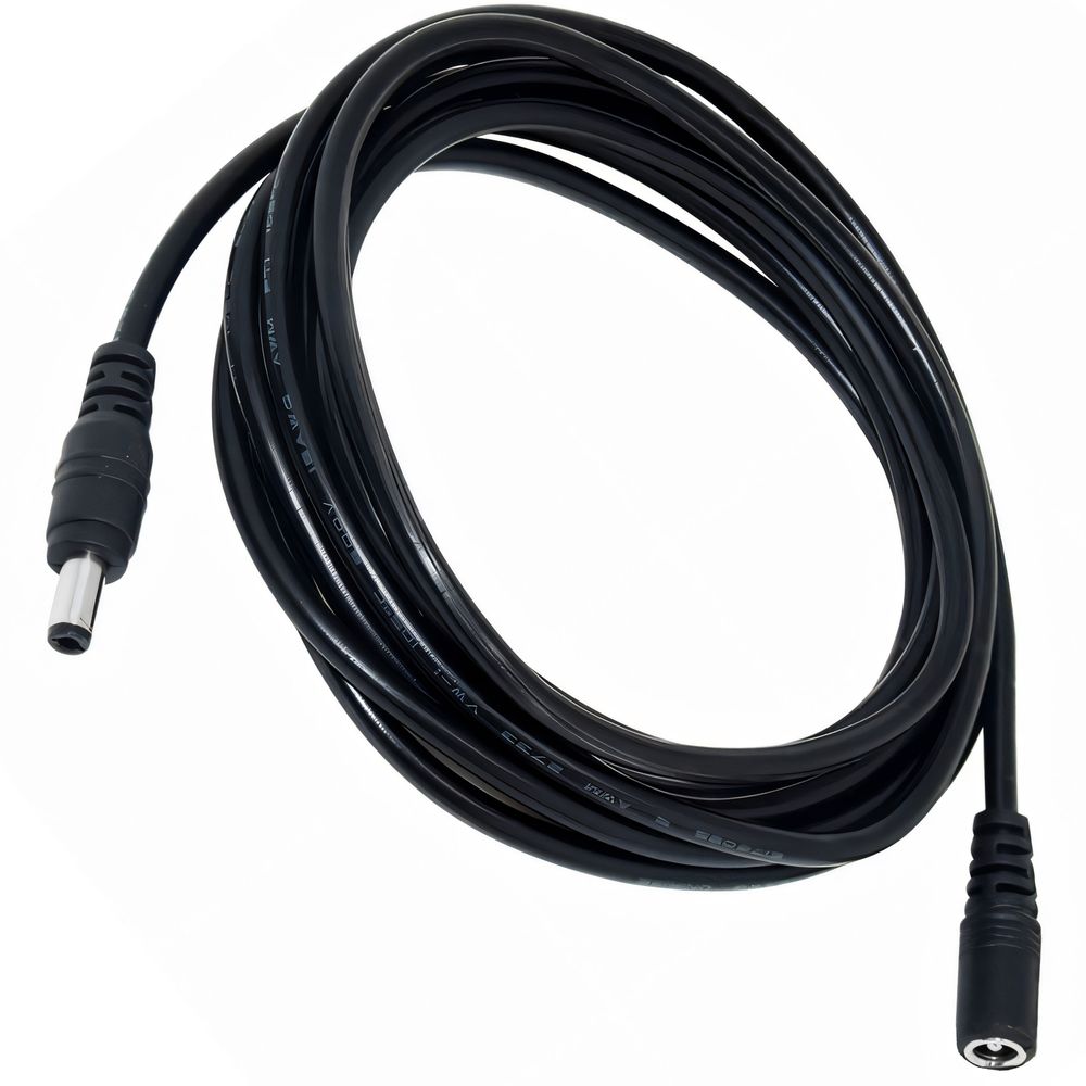 Verlängerungskabel, DC Stecker, 5,5 x 2,1mm, 12V 2A, Starkstromkabel, Gummi-Kabel, Witterungsbeständig, für Innen- und Außenbereich, 5m Schwarz Retoo