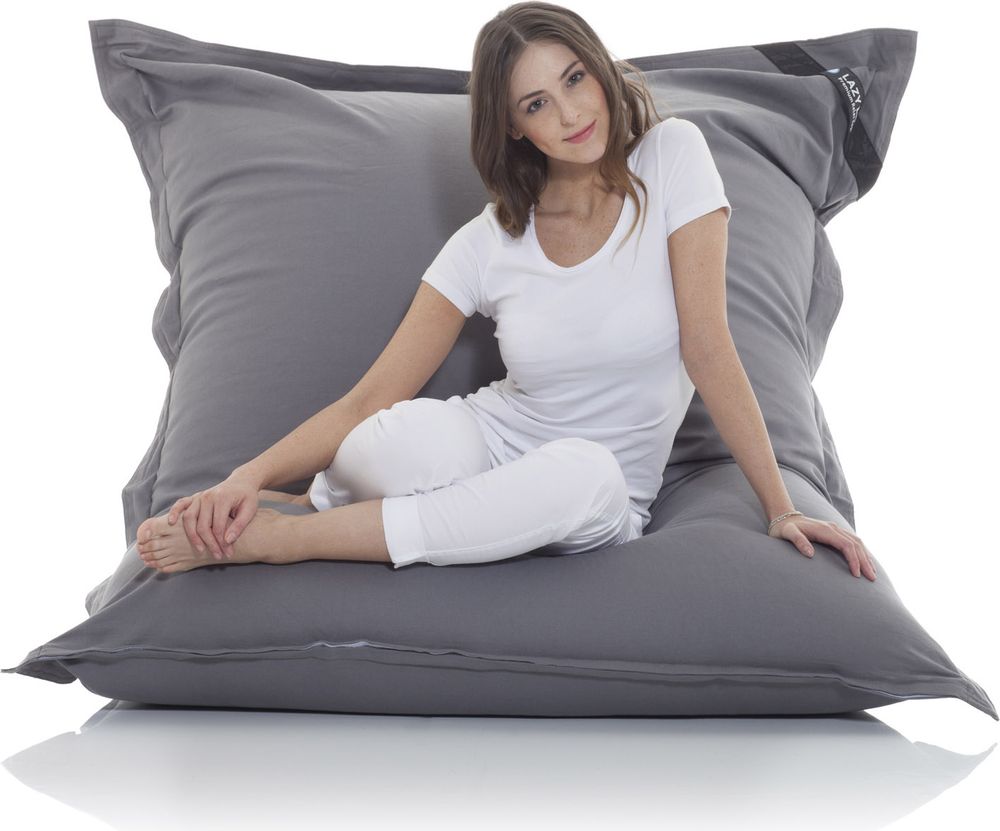 Lazy Bag Sitzsack XXL 400 Liter Dunkelgrau – Riesensitzsack 140x180 cm aus Baumwolle mit waschbarem Bezug für Indoor, Kinder & Erwachsene