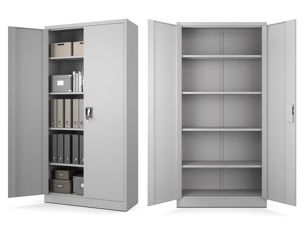 Muralo Metallschrank für Büro AKTENSCHRANK für Dokumente und Ordner – Stahlschrank – Anthrazit – abschließbar 90x40x185cm