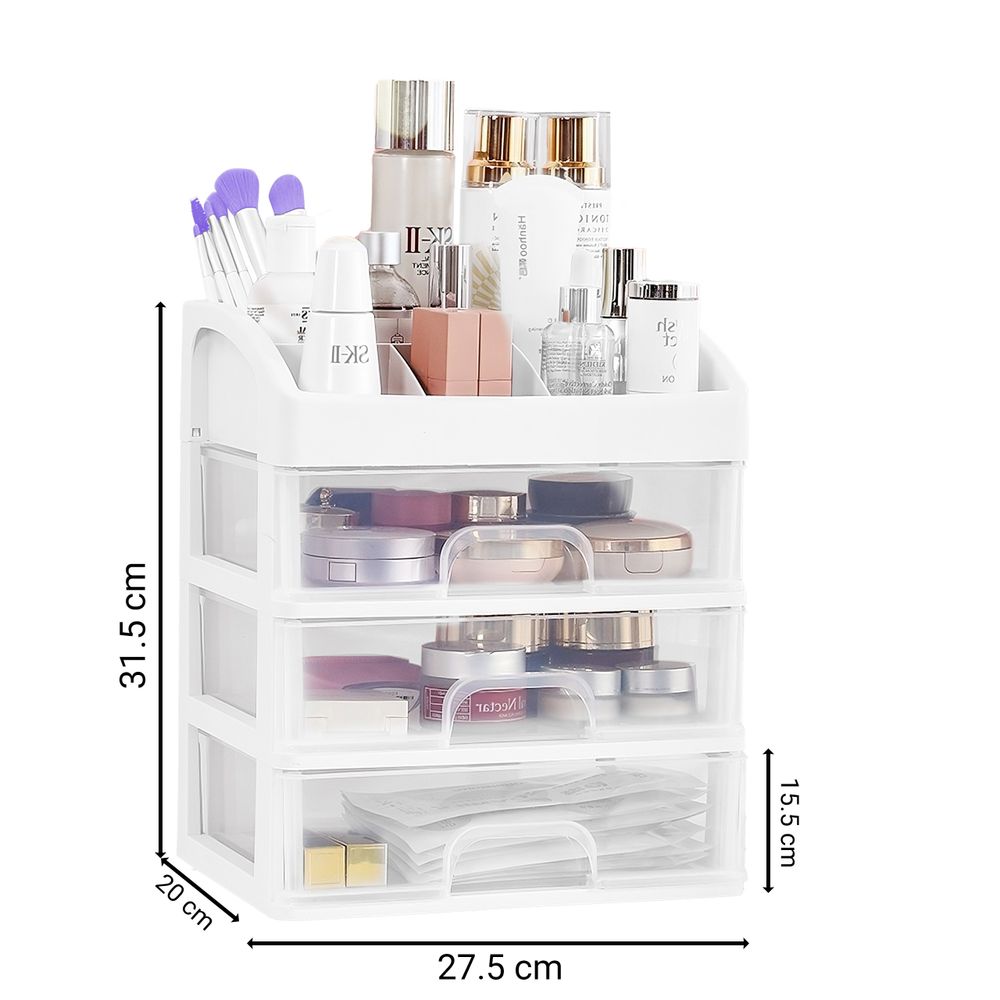 Make-Up Organizer, Kosmetik-Pinselhalter mit Schubladen, Verstellbarer Aufbewahrungsbox für Kosmetik/Schmuck/Pinsel 17x23.3x26.8 cm Retoo