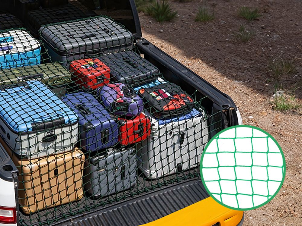 Wiltec Ladungssicherungsnetz 5x3 m Grün Masche 4,5x4,5 cm Stärke 3 mm Polypropylen Transportnetz für Anhänger mit Randkördel Witterungsbeständig Ladung Sicherheit