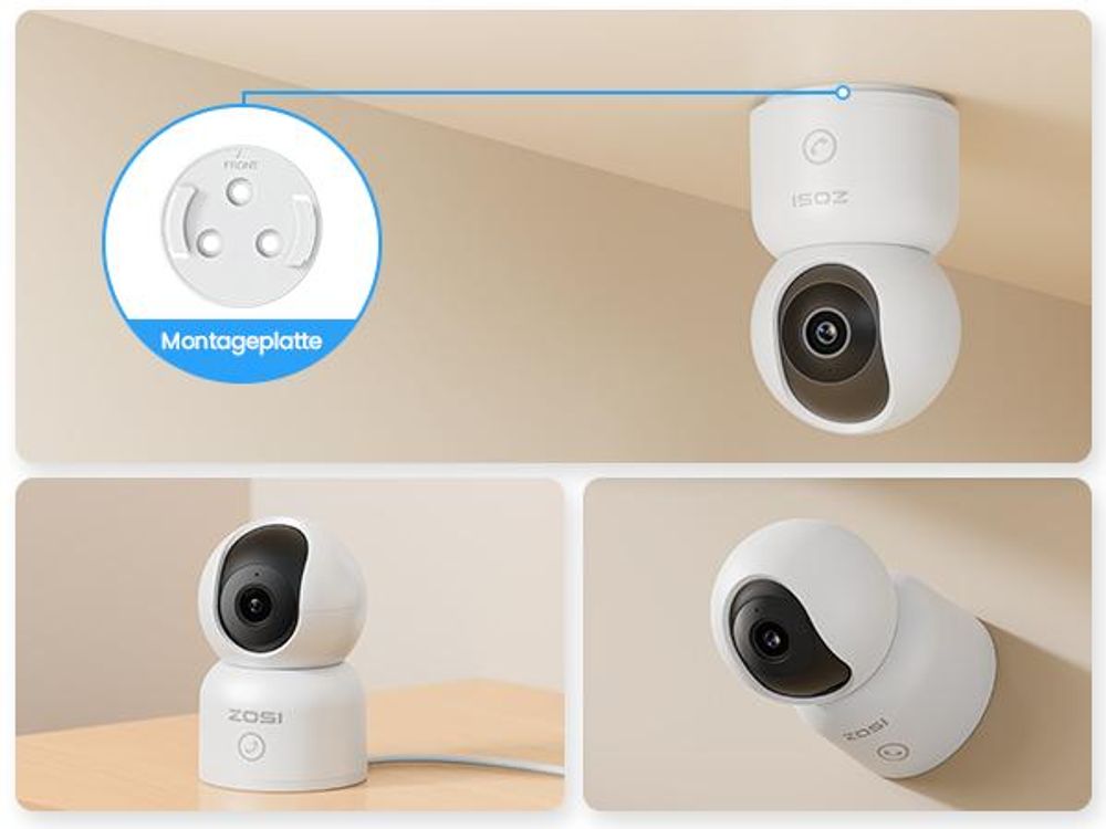 ZOSI 4K PTZ Überwachungskamera Innen WLAN mit 64GB Karte, 2,4/5Ghz WiFi, Personen-/Haustiererkennung & Verfolgung, One-Touch-Call, C518