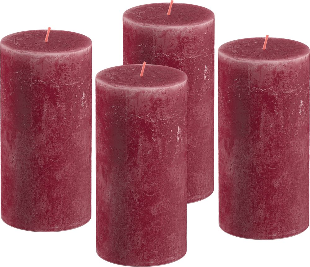 Bolsius 4er Set Kerzen, 13cm, rot
